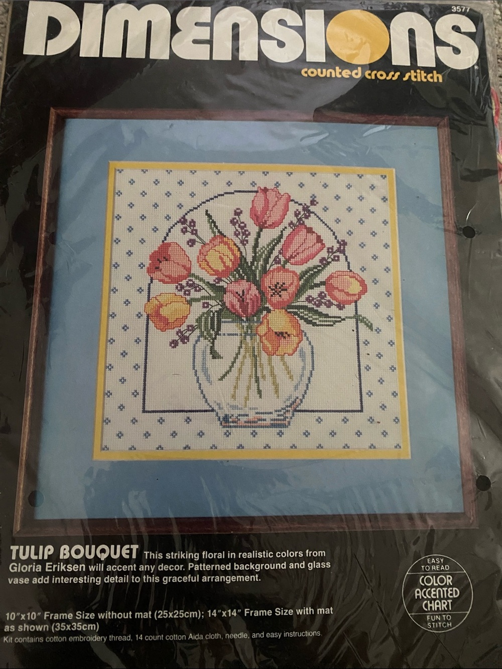 Dimensions unused Tulip Bouquet Counted Cross Stitch Kit - Pink/Yellow Tulips